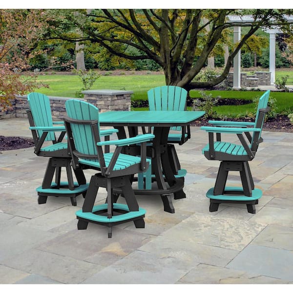 Adirondack Series Black 5 Piece Poly Resin Square Counter Height Outdoor Dining Set