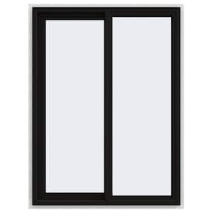 36 in. x 48 in. V-4500 Series Black Exterior/White Interior FiniShield Vinyl Left-Handed Sliding Window with Mesh Screen