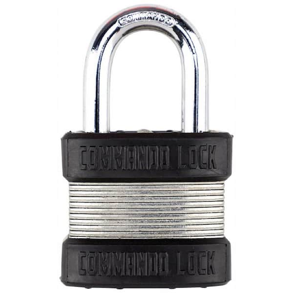 Commando Lock Heavy Duty Steel Keyed 2-Bumper 1-3/4 in. Keyed Padlock W 1-1/8 in. Shackle High Security Storage Lock Military-Grade