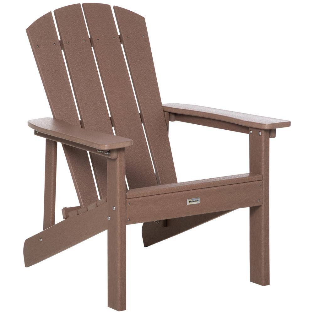 Outsunny Brown Plastic Adirondack Chair with High Back and Wide Seat 84B637BN The Home Depot