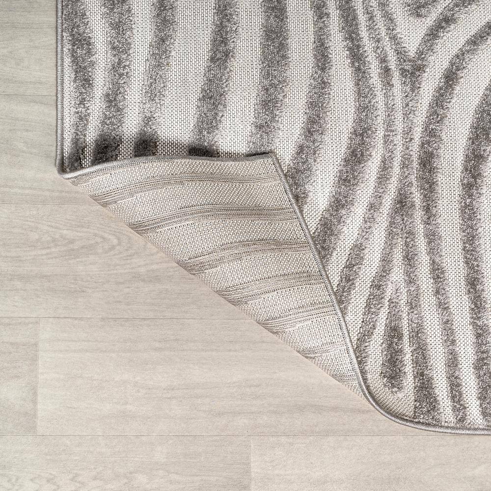 Gray and Ivory 8' x 10' Synthetic Striped Area Rug