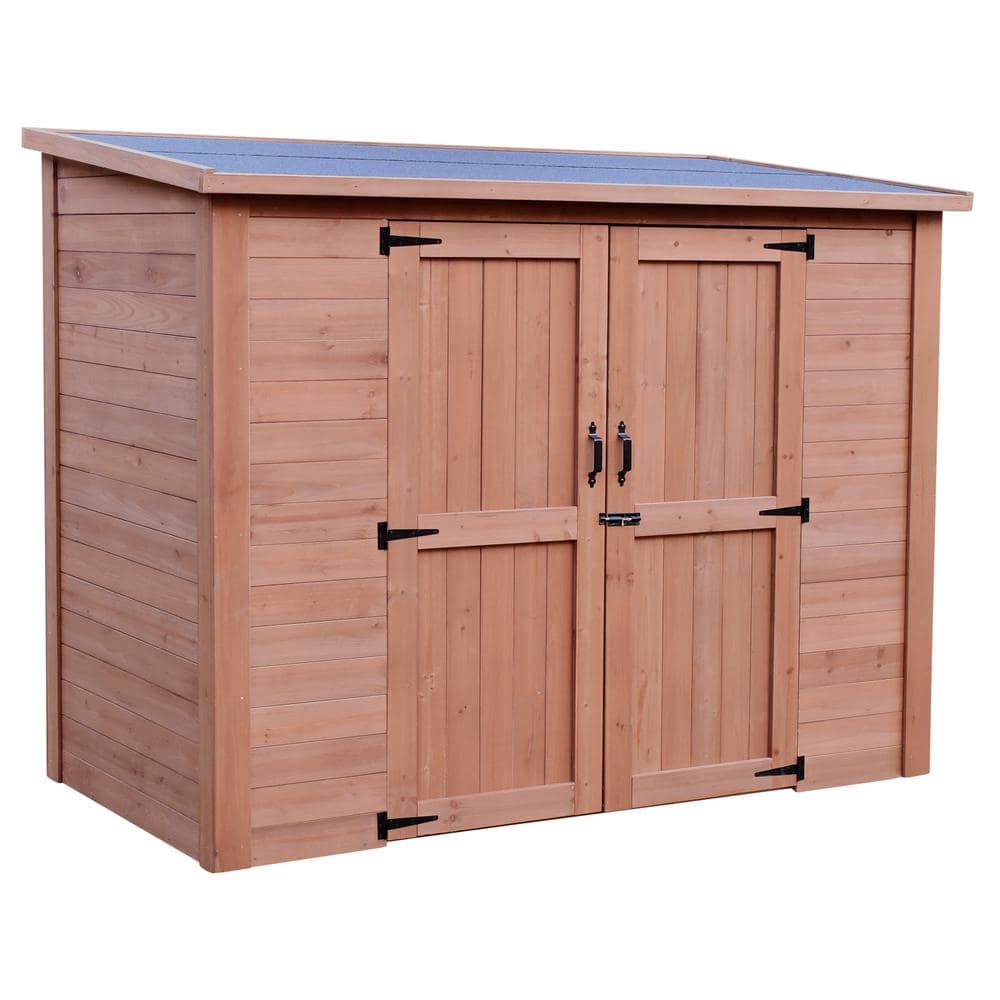 7.5 ft. x 4 ft. Cedar Wooden Heavy-Duty Lean-To Storage Shed with Double Doors and (incomplete, missing pieces)Modern Pent Roof (30 sq. ft.)