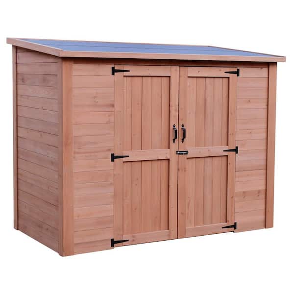 Leisure Season 7.5 ft. x 4 ft. Cedar Wooden Heavy-Duty Lean-To Storage Shed with Double Doors and Modern Pent Roof (30 sq. ft.)