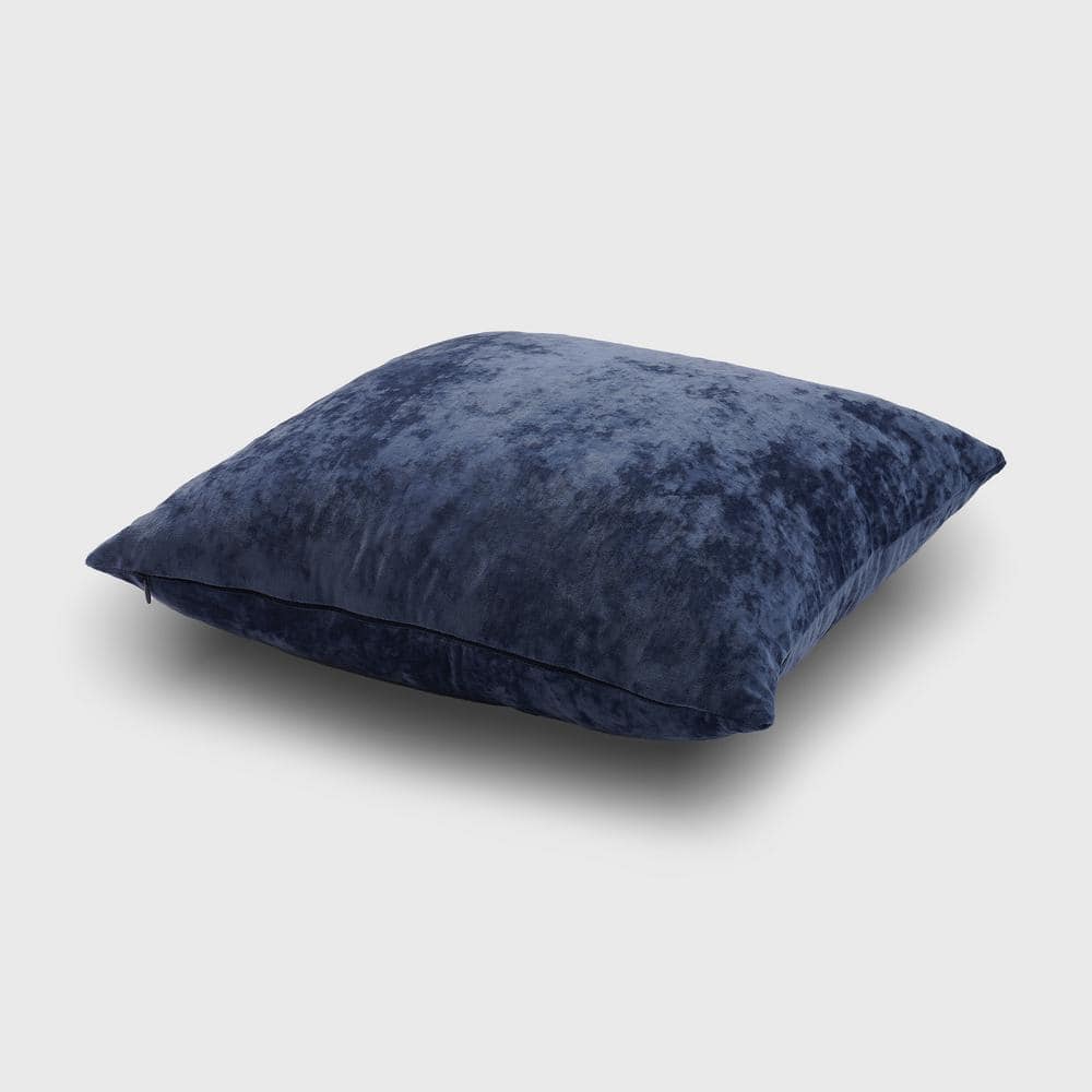 Navy Crushed Velvet Square Throw Pillow 20" x 20"