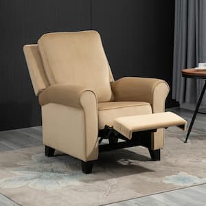 Tan Recliner Chair Modern Reclining Sofa with Roll Arm Pushback Manual Recliner Heavy Duty