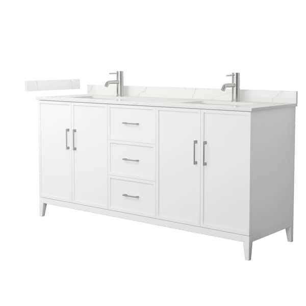 Wyndham Collection Elan 72 in. W x 22 in. D x 35 in. H Double Bath Vanity in White with Giotto Quartz Top