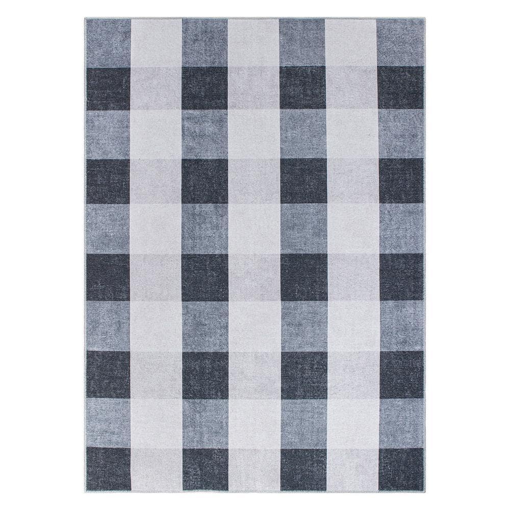 Gray 14x10 Rug World Rug Gallery Gray 10 ft. x 14 ft. Contemporary Checkered Machine ...