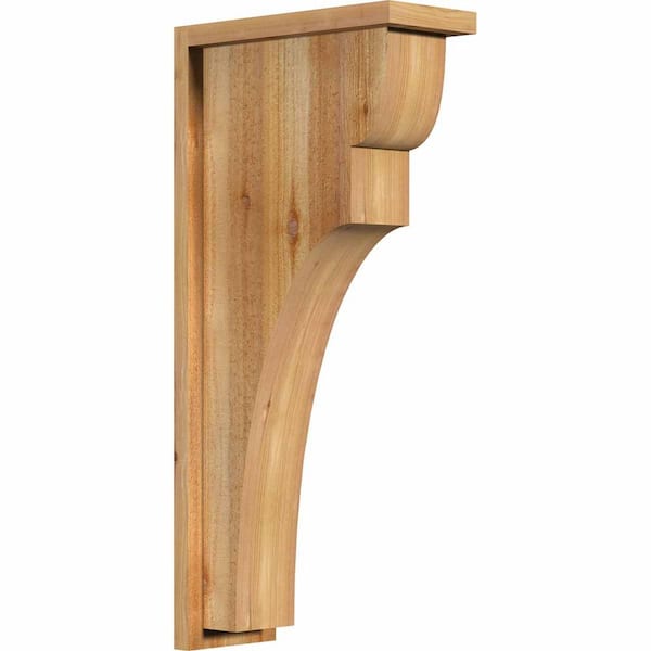 Ekena Millwork 6 in. x 14 in. x 30 in. Western Red Cedar Yorktown Rough Sawn Corbel with Backplate