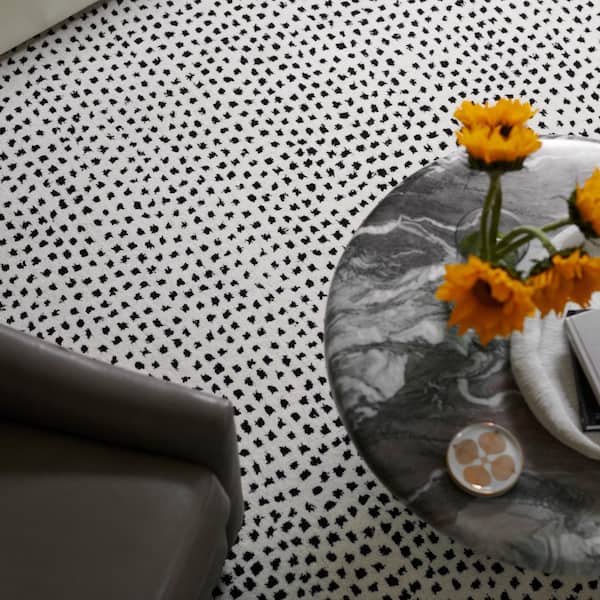 Peppered Spots Off White & Black 5 ft. X 8 ft. Tufted Wool Area Rug