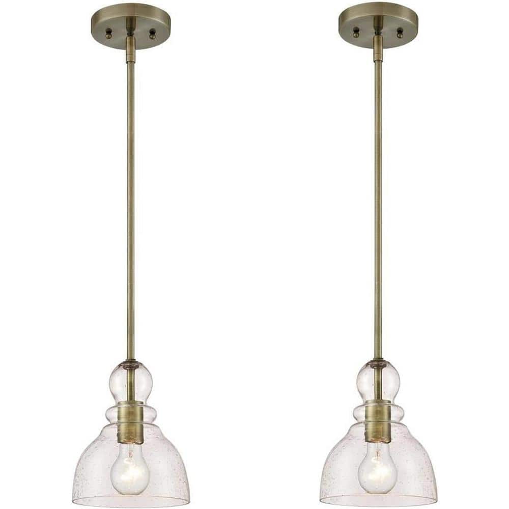 1-Light Indoor Adjustable Mini Pendant Light Base - Antique Brass Pendant Light - Indoor Pendant Light Fixtures (2 Pack) price history on PriceWatchPro