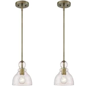 1-Light Indoor Adjustable Mini Pendant Light Base - Antique Brass Pendant Light - Indoor Pendant Light Fixtures (2 Pack)