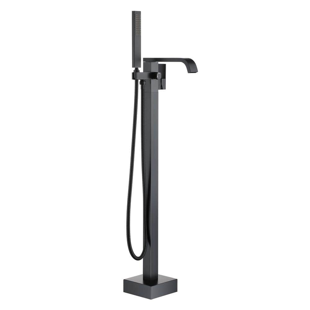 Freestanding Floor Mount Single Handle Bath Tub Filler Faucet with Handheld