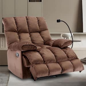 39.4 in. Brown Big and Tall 3 Position Recliner, Dutch Velvet Manual Recliner for Living Room, Home Theater Recliner