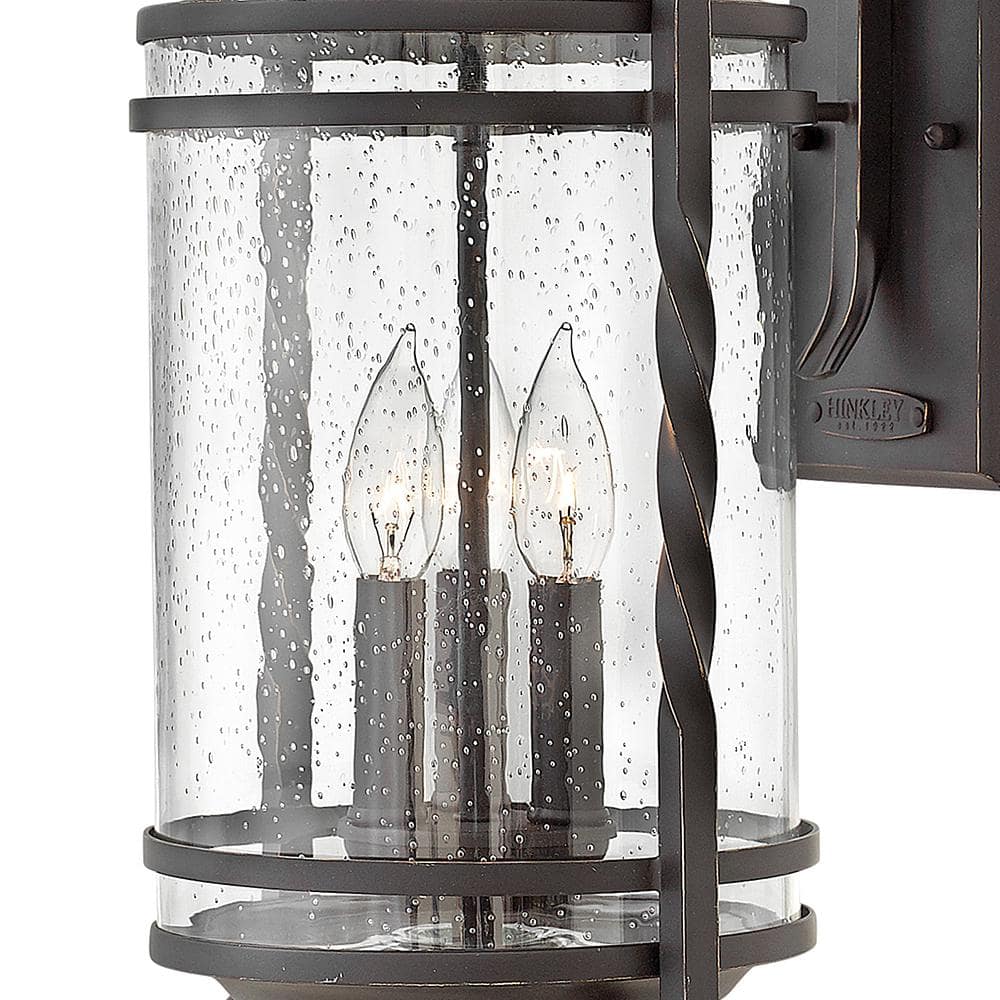 Casa 3-Light Olde Black Outdoor Wall Light with Clear Seedy Glass