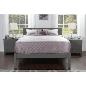 Orlando Full Platform Bed with Open Foot Board in Grey