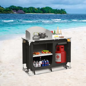 Metal Portable Camp Kitchen and Sink Table