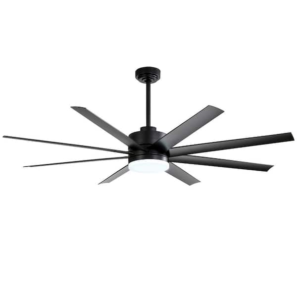 Breezary Saphire 65 in. Integrated LED Indoor Black Ceiling Fans with Light and Remote Control Included