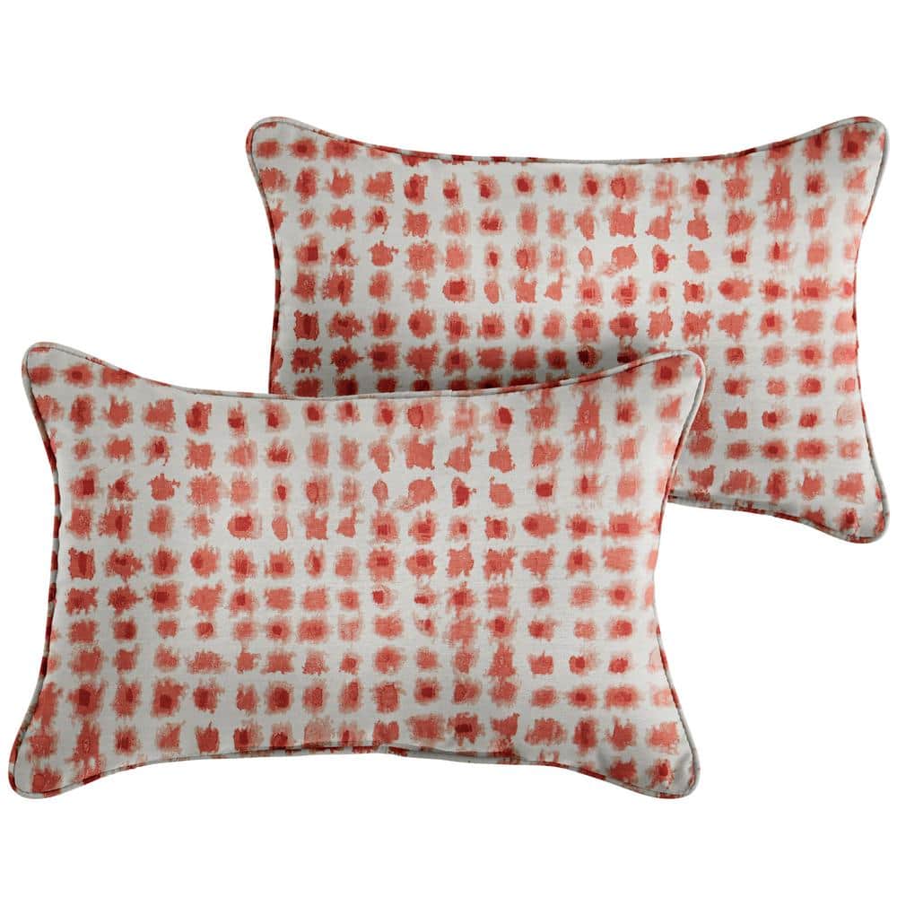 Coral Rectangular Outdoor Corded Lumbar Pillows (2-Pack)