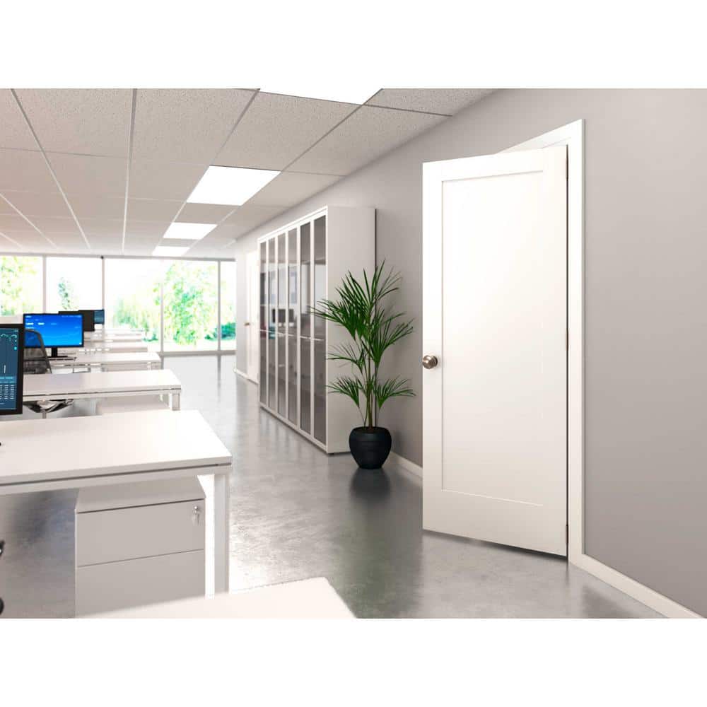 Primed White 80" x 36" Paneled Solid Wood Interior Door