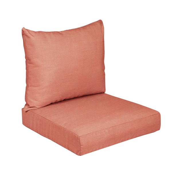 SORRA HOME 22.5 in. x 22.5 in. x 5 in. 2-Piece Deep Seating Outdoor Dining Chair Cushion in Sunbrella Cast Coral