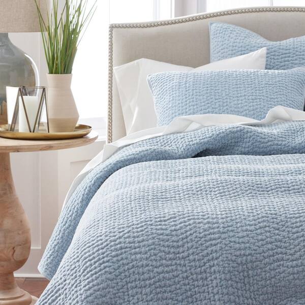 Ophelia Velvet Light Blue Cotton King Sham