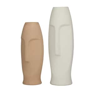 15 in., 12 in. Multi Colored Easter Island Head Ceramic Decorative Vase (Set of 2)