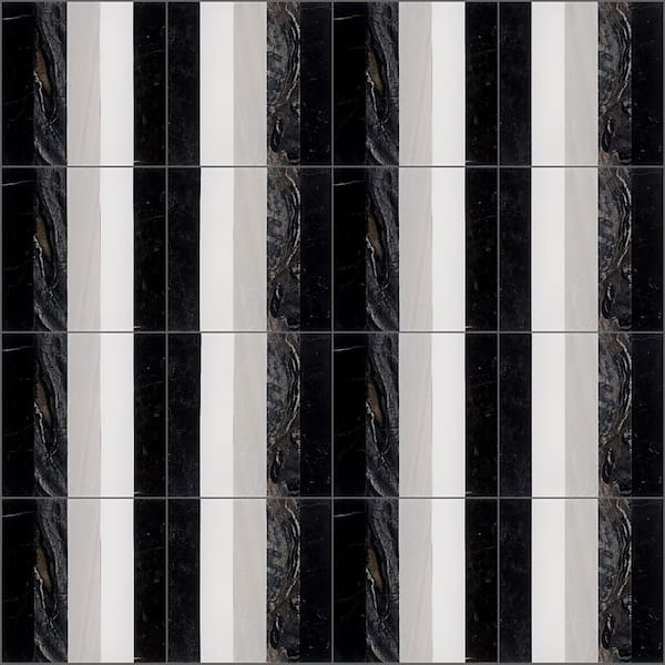Ivy Hill Tile Elizabeth Sutton Bow Night 12 in. x 12 in. Polished Marble Floor and Wall Mosaic Tile (1 sq. ft. / Sheet)