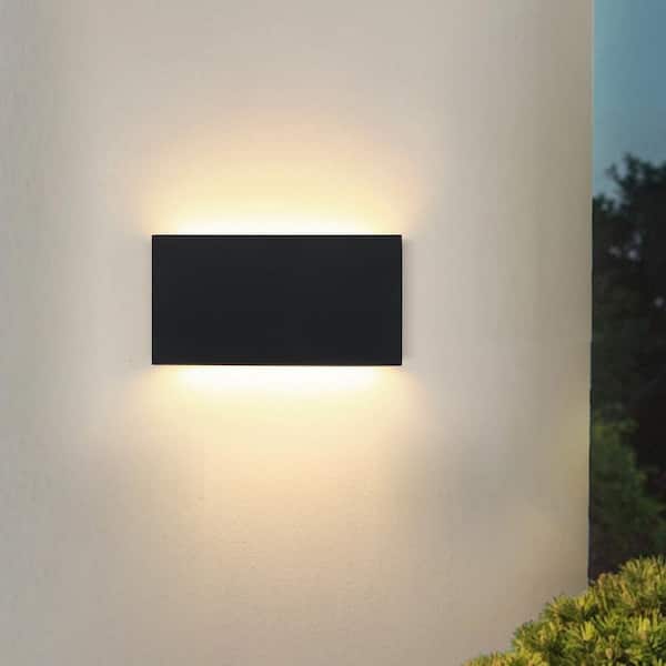 C Cattleya 2-Light Black Hardwired Aluminum LED Outdoor Wall Lantern Sconce 1-Pack