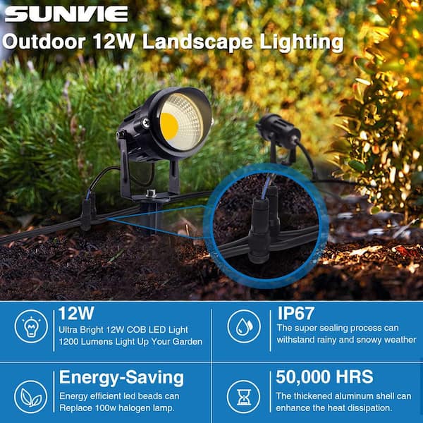 Adrinfly 24-Pack Aluminum LED Landscape Lights Warm White IP65