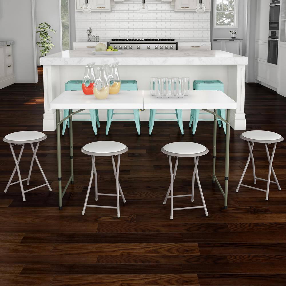 White Steel Padded Seats Folding Bar Stools 18 in. Set of 4 price history on PriceWatchPro
