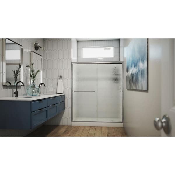 Alliance Pro 56 in. - 60 in. x 76-3/8 in. Semi-Frameless Sliding Shower Door in Brushed Nickel