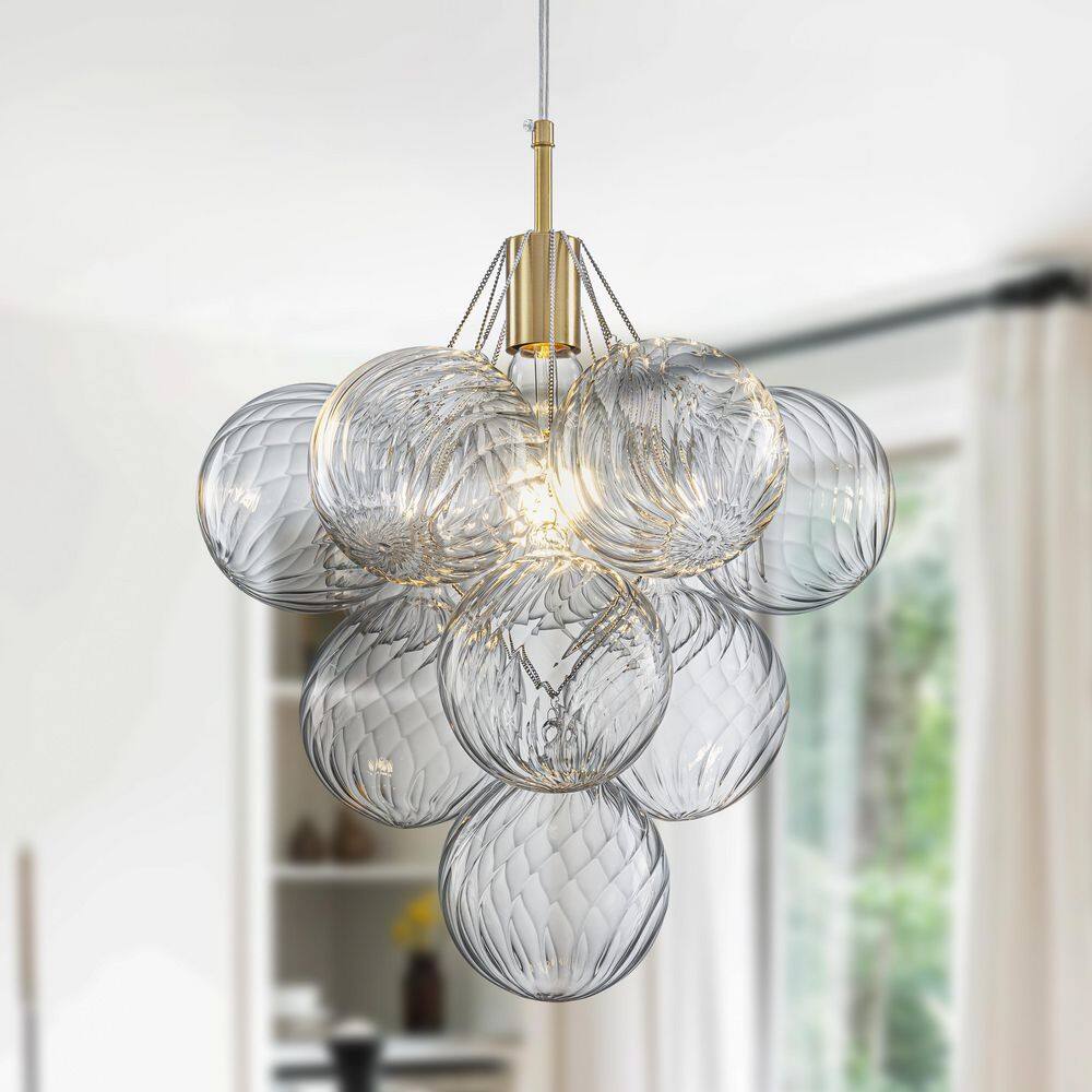 Bublume 1-Light Gold Modern Bubble Swirled Glass Globes Hanging Chandelier price history on PriceWatchPro