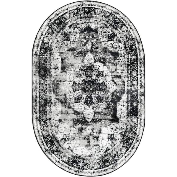 Unique Loom Sofia Salle Garnier Black 5 ft. 3 in. x 8 ft. Area Rug