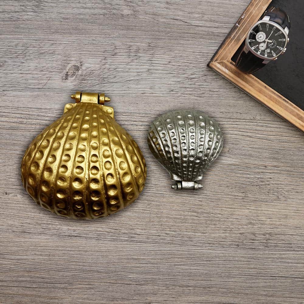 castellousa Gold 3.5 in. x 7 in. Aluminum Metal Shell Decoration Set
