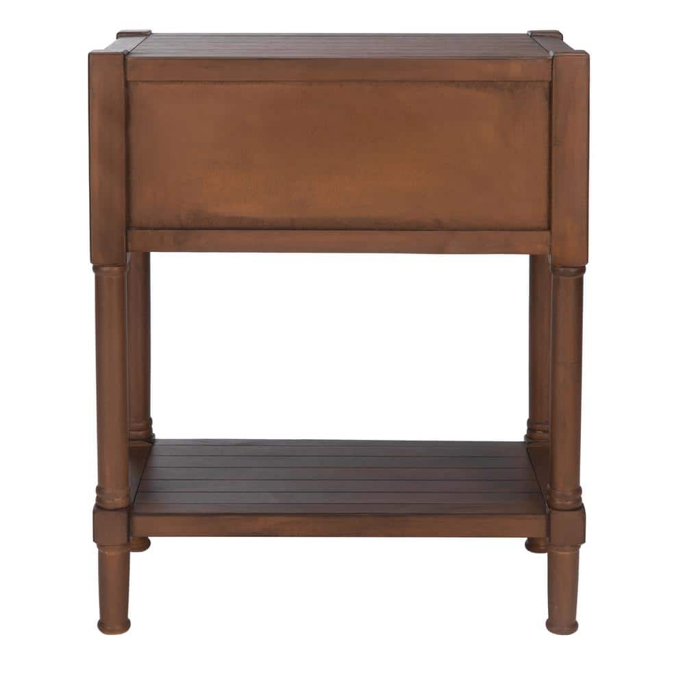 Brown Wood and Metal Console Table with Storage