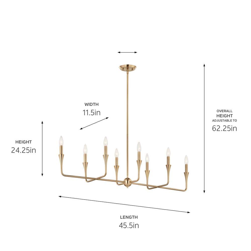 Champagne Bronze 8-Light Linear Candle Chandelier