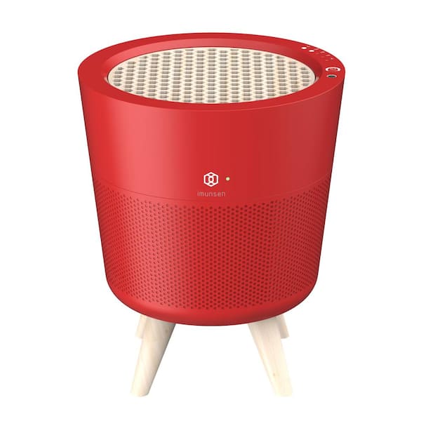 IMUNSEN MCompact Red H13 True HEPA 4-Stage Filtration Air Purifier with Cypress Wood Filter, Captures Smoke, Odors