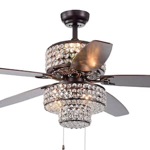 Tierna 52 in. Indoor Bronze Finish Hand Pull Chain Ceiling Fan with Light Kit