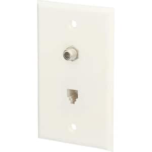 Coaxial Cable/Phone Wall Jack, White