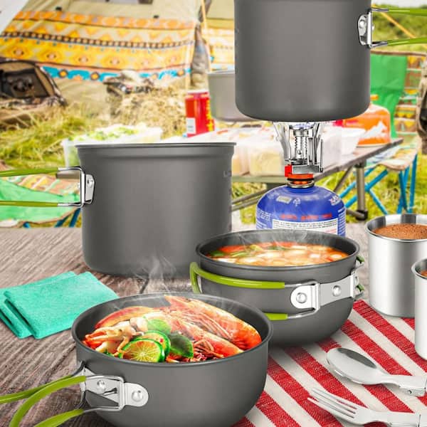 Wudkey Camping 16 Piece Aluminum Nonstick Cookware Set