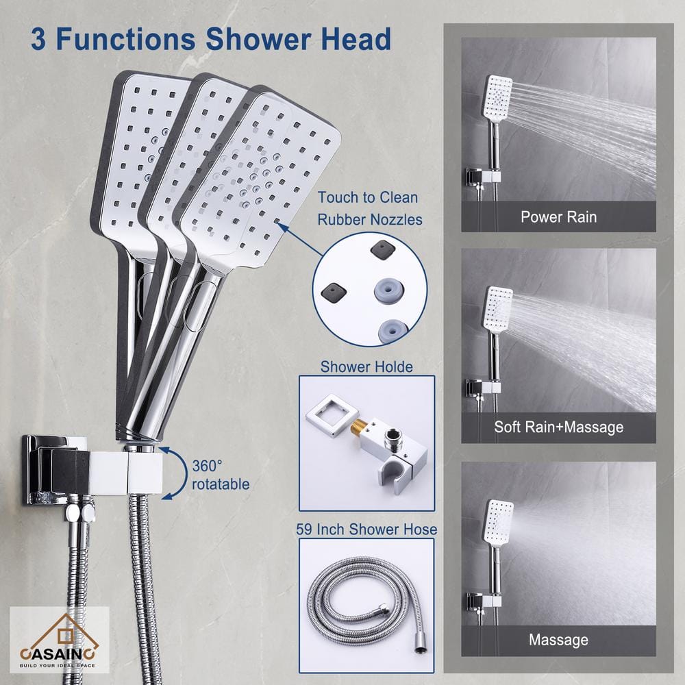 Chrome Dual Function Rainfall and Handheld Shower System