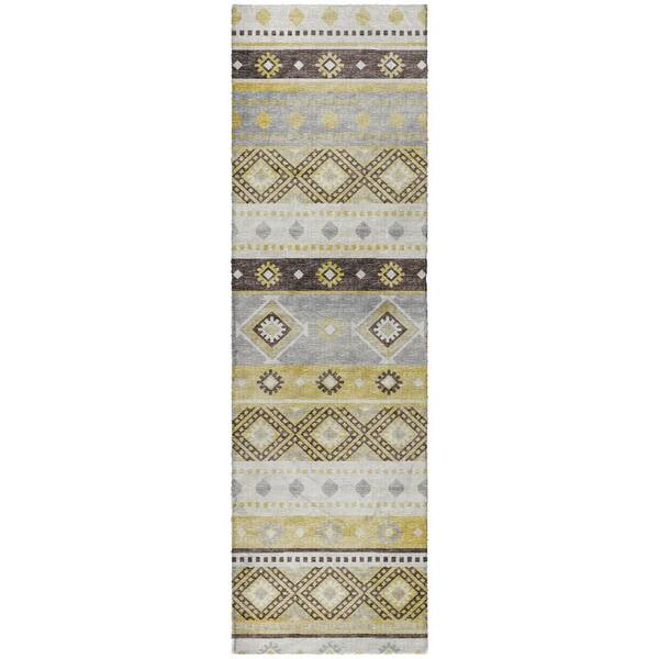 Dream Shag Premium Machine Washable Abstract ADS118 Gilded 2 ft. x 7 ft. Runner Rug