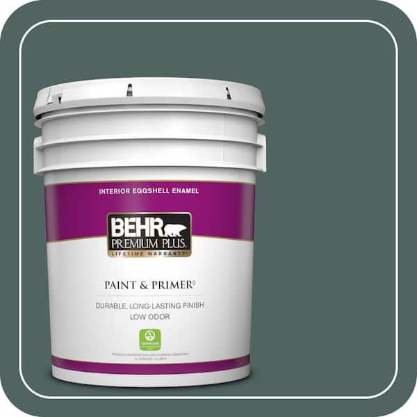 BEHR PREMIUM PLUS 5 gal. #S430-7 Blue Fir Eggshell Enamel Low Odor Interior Paint & Primer