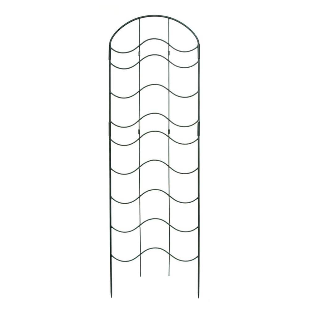 77-Inch Black Wrought Iron Wave Garden Trellis
