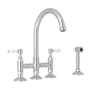 San Julio Double Handle Bridge Kitchen Faucet in Polished Chrome