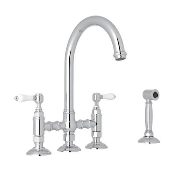 ROHL San Julio Double Handle Bridge Kitchen Faucet in Polished Chrome