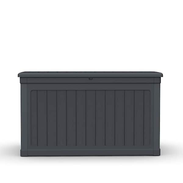 230 Gallon Metal Outdoor Deck Box Waterproof, Black