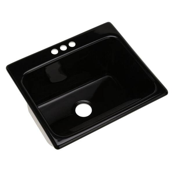 Thermocast Kensington Drop-In Acrylic 25 in. 3-Hole Single Bowl Utility Sink in Black
