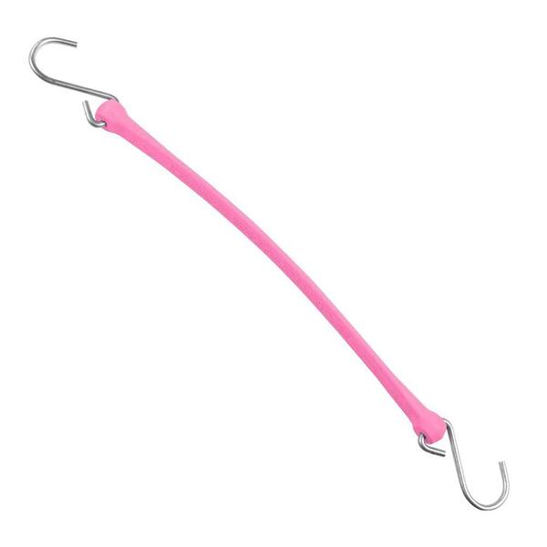 The Perfect Bungee 13 in. Polyurethane Bungee Strap with Stainless Steel S-Hooks (Overall Length: 18 in.) in Pink-DISCONTINUED