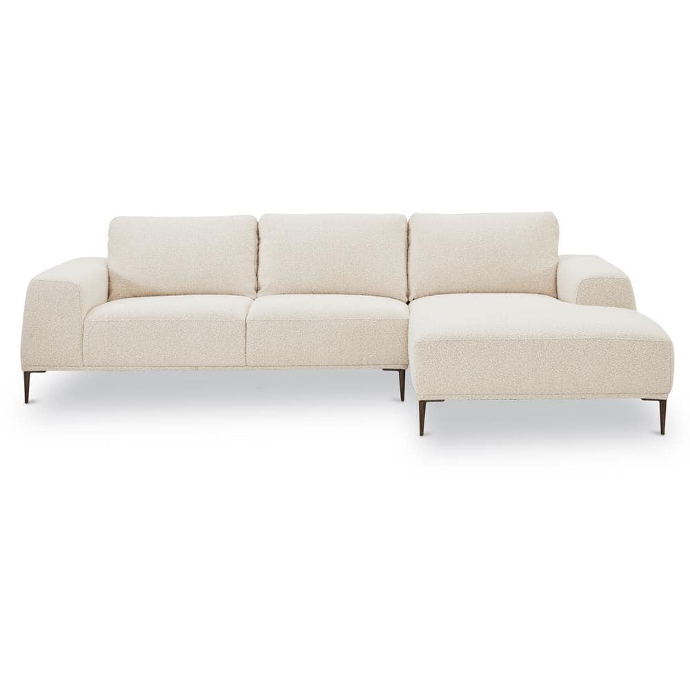 Poly and Bark Rue Right-Facing Sectional Sofa in Crema White Boucle -  LR-A8283-RS-110
